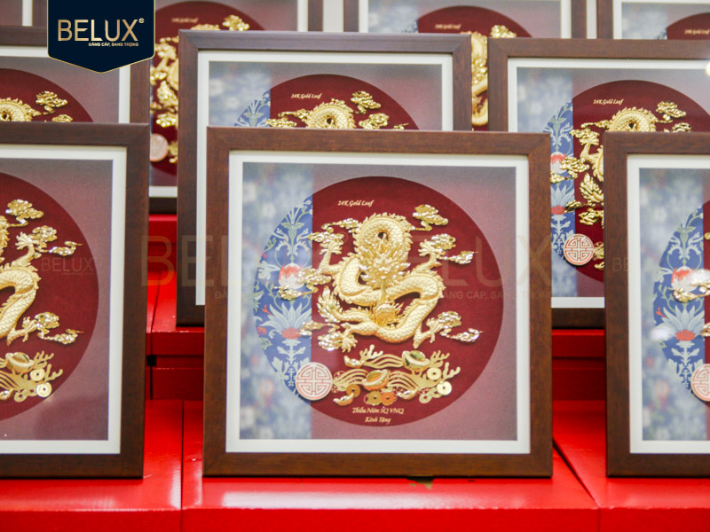 Lô 60 tranh Rồng dát vàng 24k 30x30cm thiết kế theo yêu cầu